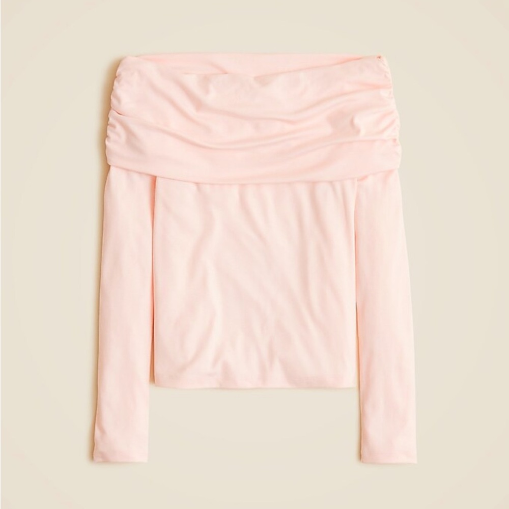 J.Crew Blush Pink Refined rib off-the-shoulder top | NWT
